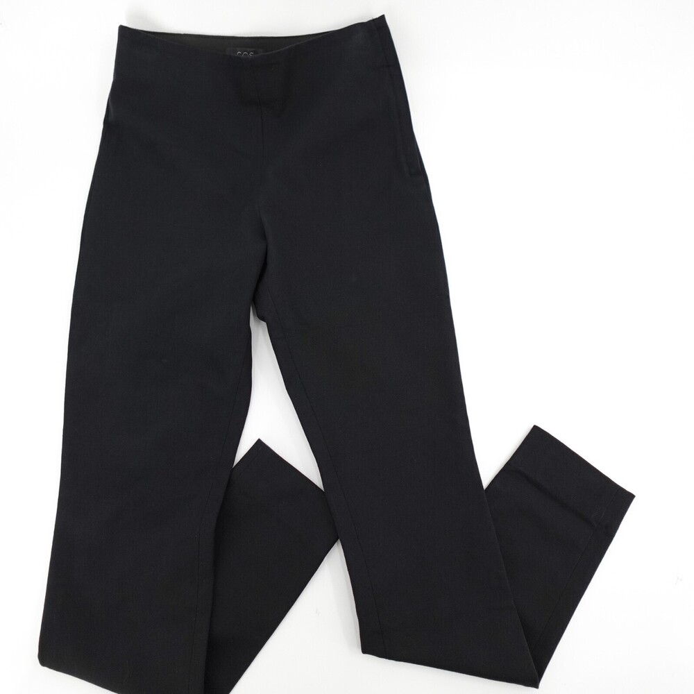 COS Pants Womens 4 Black Straight Dress Pants Stretch Cotton Career Workwear